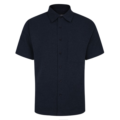 Bigdude Pique Fabric Short Sleeve Shirt Navy