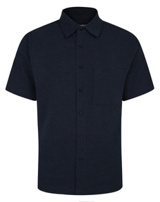 Bigdude Pique Fabric Short Sleeve Shirt Navy