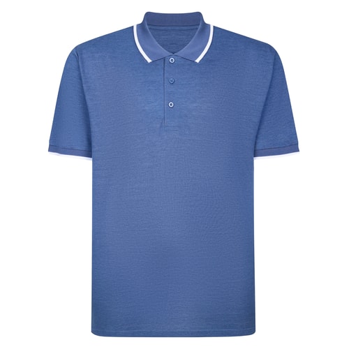 Bigdude Tipped Polo Shirt Blue Marl Tall