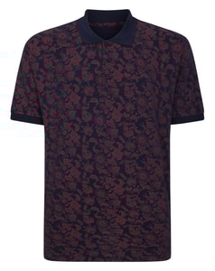 Bigdude Smart Floral Single Jersey Polo Navy Tall