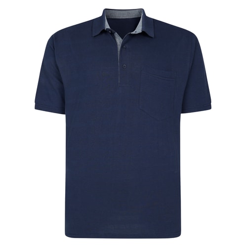 Bigdude Striped Textured Polo Shirt Navy Tall