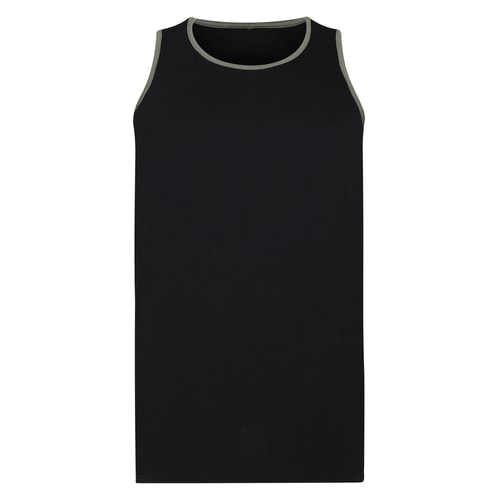 Bigdude Vest With Contrast Piping Black/Sage Green