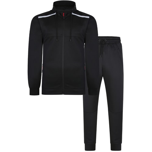 Bigdude Contrast Tricot Hooded Tracksuit Black