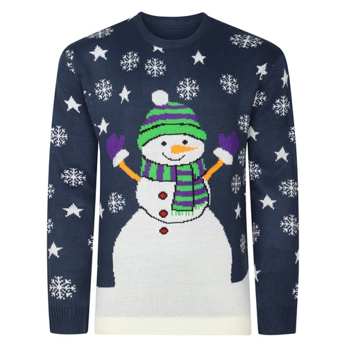 Bigdude Snowman Christmas Jumper Navy