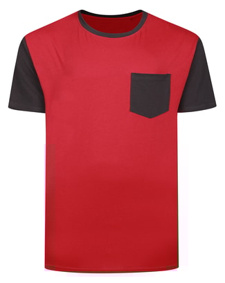 Bigdude Contrast Pocket T-Shirt Crimson Red/Charcoal