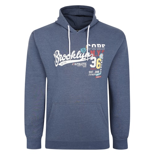 Bigdude Brooklyn Print Hoodie Dark Denim