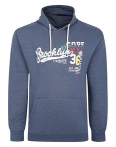 Bigdude Brooklyn Print Hoodie Dark Denim