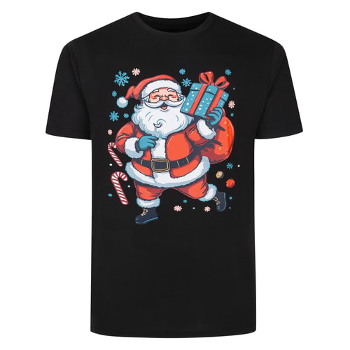 Bigdude Santa Christmas T-Shirt Black Tall