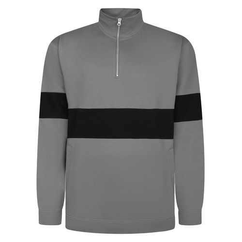 Bigdude Colour Block Half Zip Sweatshirt Black/Grey