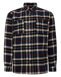 Bigdude Checked Flannel Overshirt Navy/Red