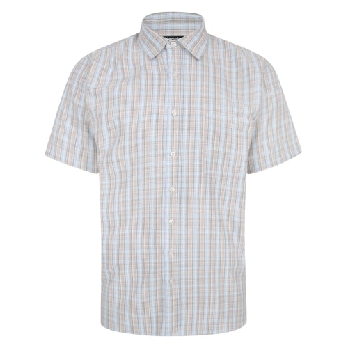 Bigdude Lightweight Short Sleeve Checked Shirt Brown Tall