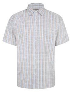 Bigdude Lightweight Short Sleeve Checked Shirt Brown Tall