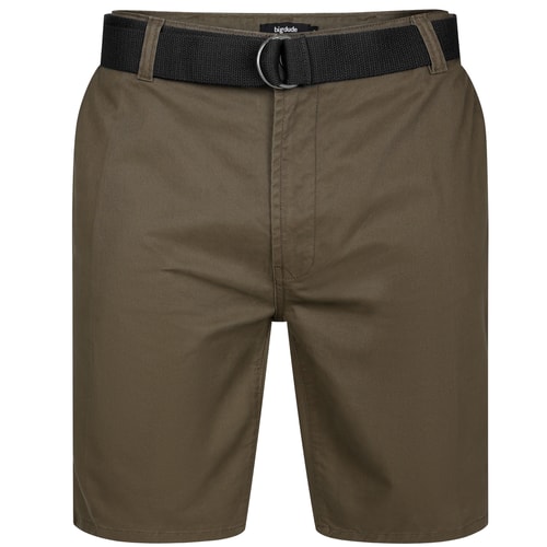 Bigdude Stretch Chino Shorts With Belt Dark Olive
