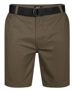 Bigdude Stretch Chino Shorts With Belt Dark Olive