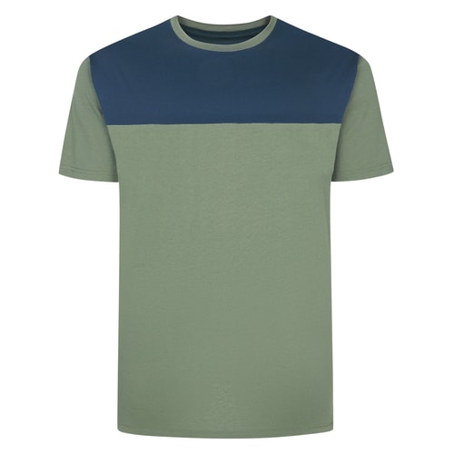 Bigdude Cut & Sew 2 Tone T-Shirt Sage Green/Navy Tall