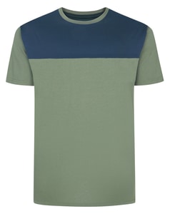 Bigdude Cut & Sew 2 Tone T-Shirt Sage Green/Navy Tall