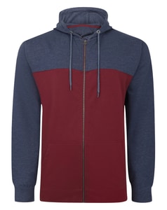 Bigdude Colour Block Zipped Hoody Burgundy/Navy