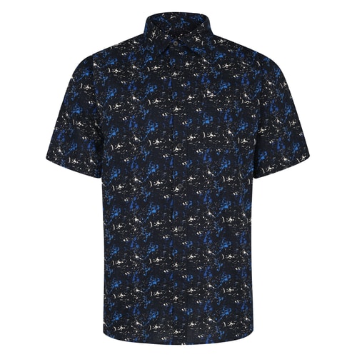 Bigdude All Over Splash Print Short Sleeve Shirt Black