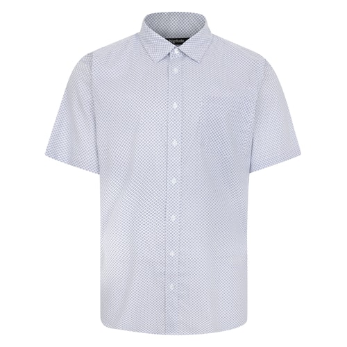 Bigdude Short Patterned Sleeve Shirt White