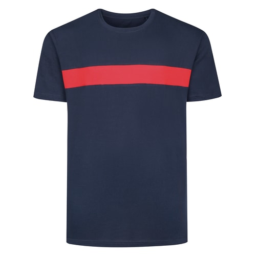 Bigdude Small Stripe Cut & Sew T-Shirt Navy