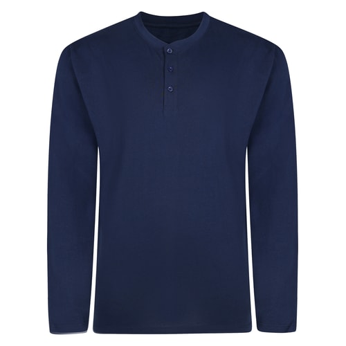 Bigdude Long Sleeve Grandad T-Shirt Tall Navy