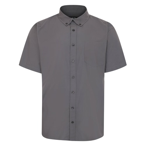 Bigdude Button Down Short Sleeve Poplin Shirt Slate
