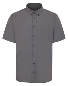 Bigdude Button Down Short Sleeve Poplin Shirt Slate