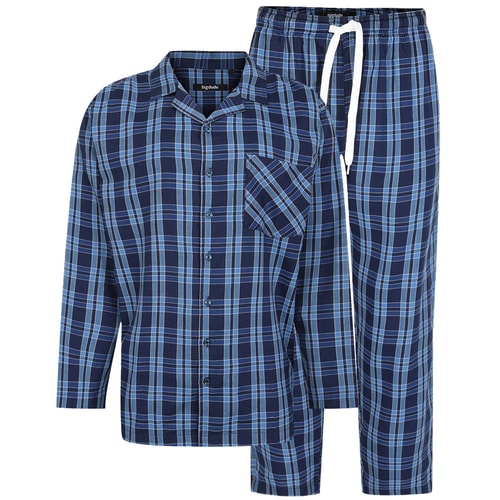 Bigdude Woven PJ Set Long Navy/Blue