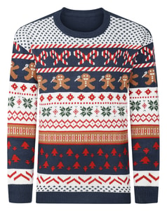 Bigdude Gingerbread Fair Isle Christmas Jumper Navy