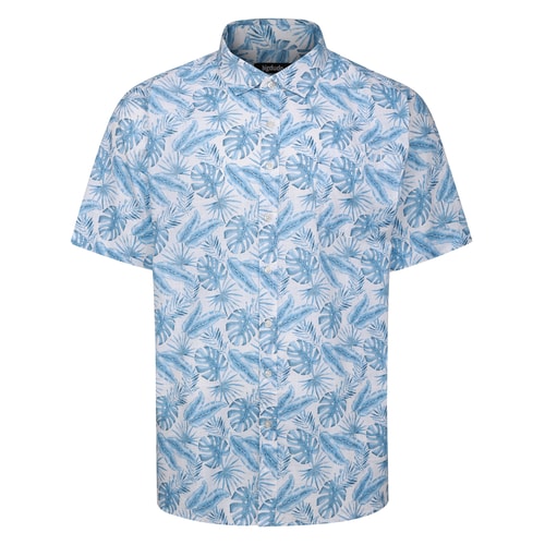 Bigdude Leaves Short Sleeve Shirt Light Blue