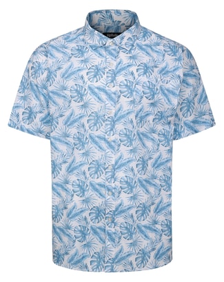 Bigdude Leaves Short Sleeve Shirt Light Blue