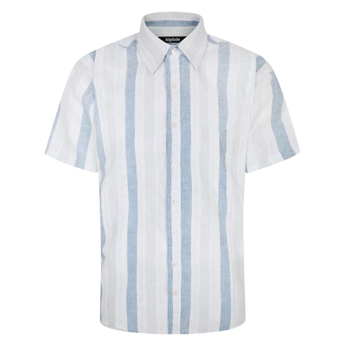 Bigdude Lightweight Striped Short Sleeve Shirt White/Blue