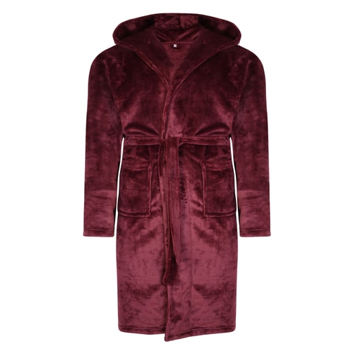 Bigdude Hooded Fleece Dressing Gown Burgundy