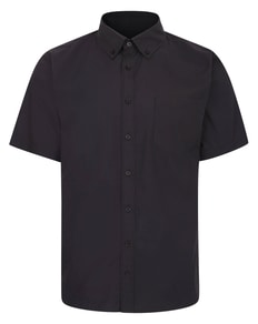 Bigdude Button Down Short Sleeve Poplin Shirt Washed Black