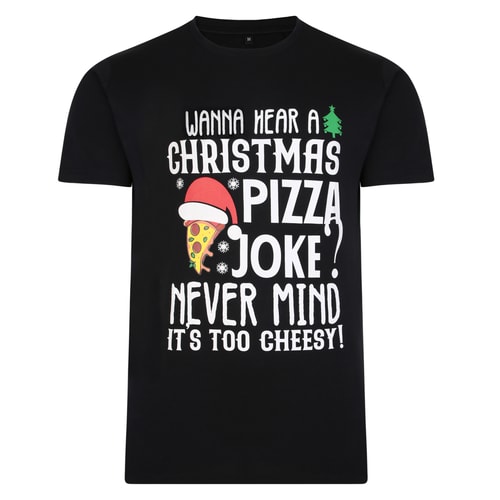 Bigdude XMas T-Shirt Pizza Joke Black