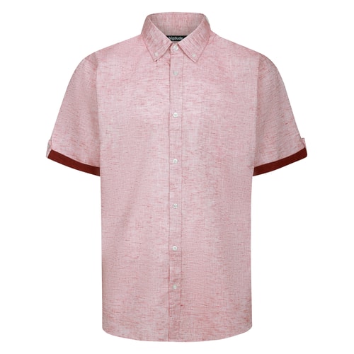 Bigdude Contrast Sleeve Button Down Collar Shirt Faded Red