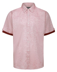 Bigdude Contrast Sleeve Button Down Collar Shirt Faded Red