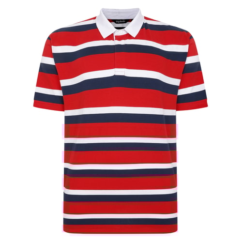 Bigdude Striped Rugby Polo Navy/Red/White