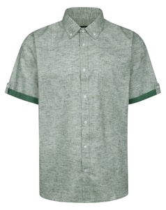 Bigdude Contrast Sleeve Button Down Collar Shirt Khaki