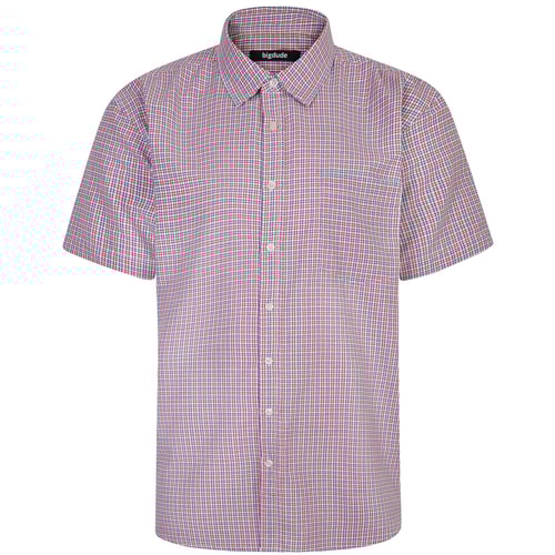 Bigdude Short Sleeve Checked Summer Shirt Blue/Red
