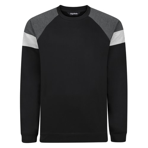 Bigdude Colour Block Sweatshirt Black/Charcoal