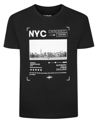 Bigdude NYC Skyline Print T-Shirt Black Tall