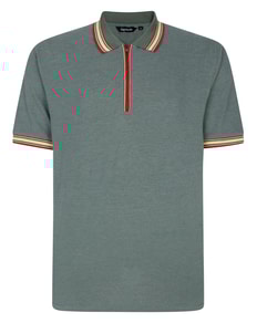 Bigdude Zipped Polo With Tipping Sage Green Marl
