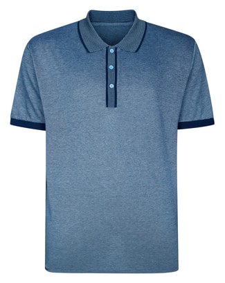 Bigdude Contrast Stripe Tipped Polo Shirt Navy/Light Blue