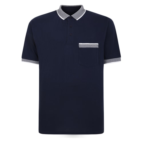 Bigdude Hounds Tooth Pique Polo Navy Tall