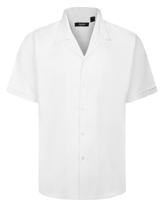 Bigdude Cuban Collar Soft Linen Look Shirt White