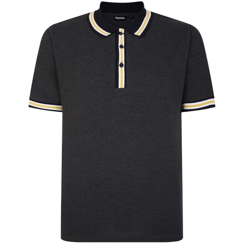 Bigdude Contrast Stripe Tipped Polo Shirt Charcoal Tall