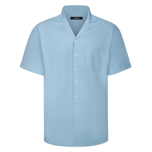 Bigdude Relaxed Collar Rayon Shirt Light Blue