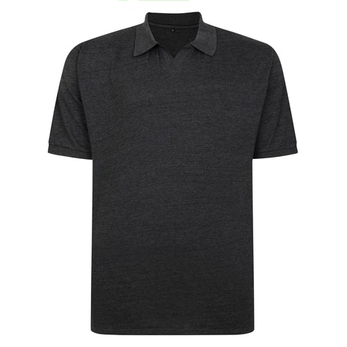 Bigdude Soft Jersey Cuban Collar Polo Shirt Charcoal