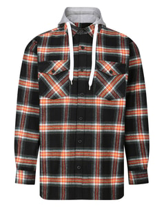 Bigdude Checked Hooded Flannel Shirt Black Tall